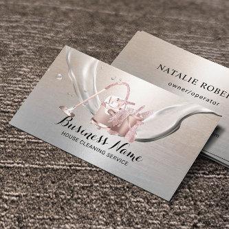 House Cleaning Service Modern Silver Housekeeping