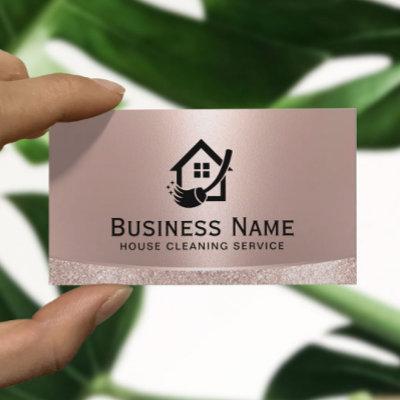 House Logo Home Cleaning Maid Service Rose Gold