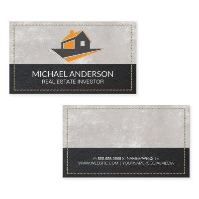 House Logo | Leather Texture Stitched Border