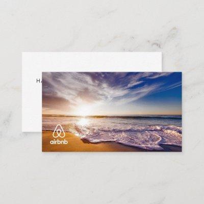 House rental sunset beach picture and logo Airbnb