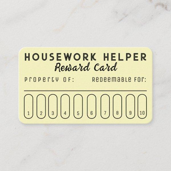 Housework Helper Reward Card
