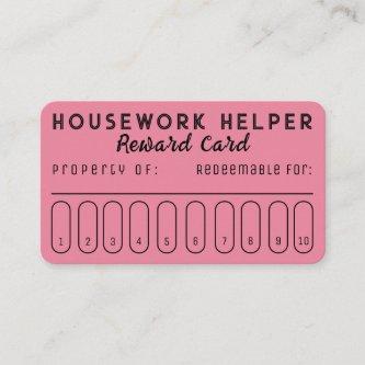 Housework Helper Reward Card Dusty Rose