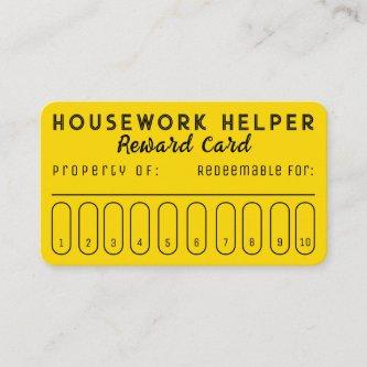 Housework Helper Reward Card Gold