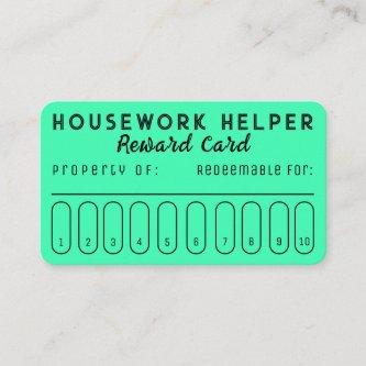 Housework Helper Reward Card Mint