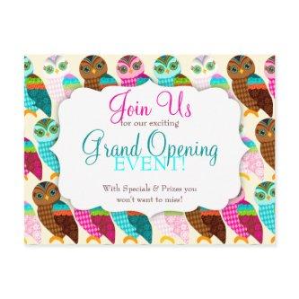 How Now Little Owl? Grand Opening Invitation Postcard