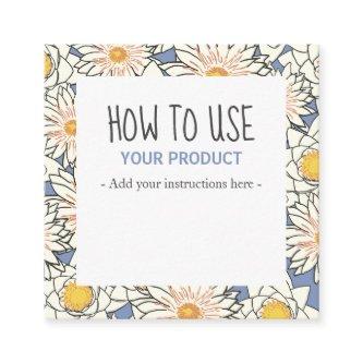 How To Use Flowers White Blue Instruction Cards