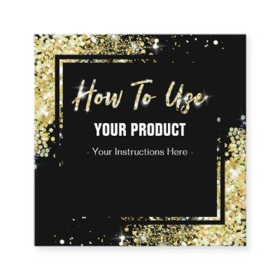 How To Use Gold Glitter Black Instruction Card
