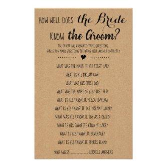 How Well Does The Bride Know The Groom Game Card Flyer
