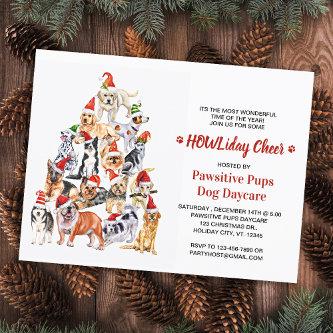 HOWLiday Cheer Dog Lover Christmas Pet Business Invitation Postcard