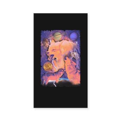 Howling Cosmic Wolves Moon Space Wolf