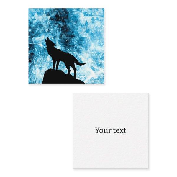 Howling Wolf Winter snowy blue smoke Abstract Square