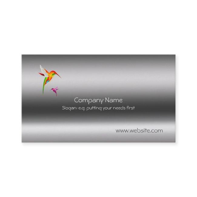 Humming Birds, stylized on metallic-style template