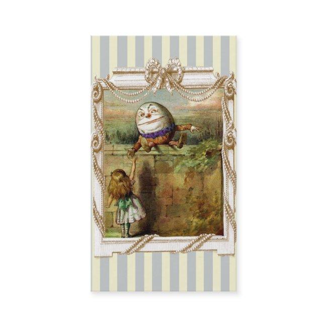 Humpty Dumpty and Alice on blue and white stripes