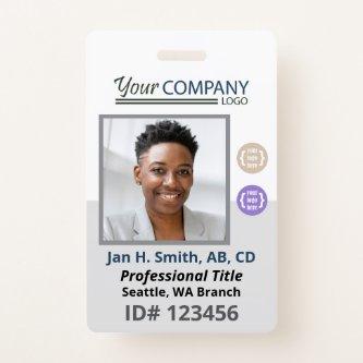 Hunter Green, Blue Logo Employee Photo ID, QR Code Badge
