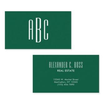 Hunter Green Simple Three Letter Monogram