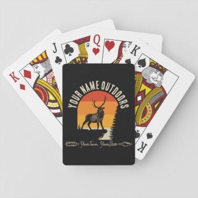 Hunting ADD NAME Outdoors Deer Elk Wilderness Camp Playing Cards