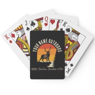 Hunting ADD NAME Outdoors Deer Elk Wilderness Camp Poker Cards