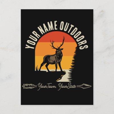 Hunting ADD NAME Outdoors Deer Elk Wilderness Camp Postcard