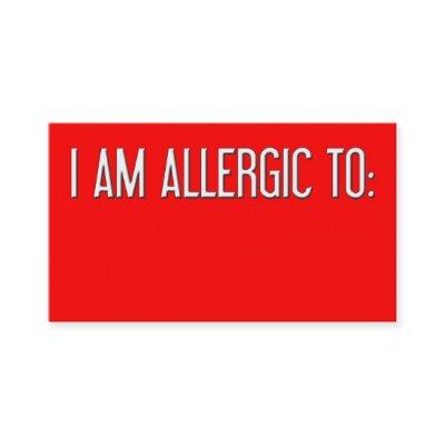 "I AM ALLERGIC TO" CALLING CARD