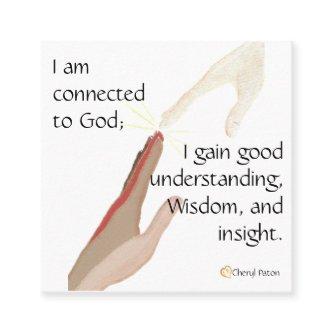 I am connected to God; I gain good... bus. cards