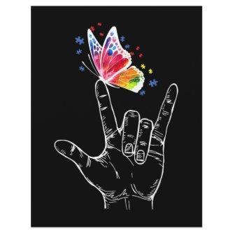I Love You Hand Sign Language Butterfly Autism Letterhead