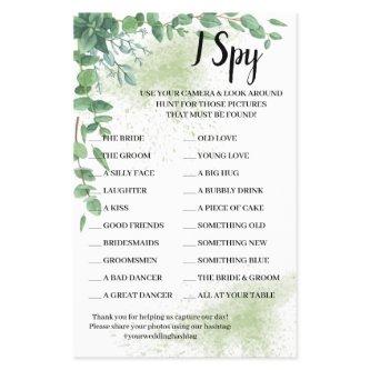 I Spy Eucalyptus Wedding Reception Game Card Flyer