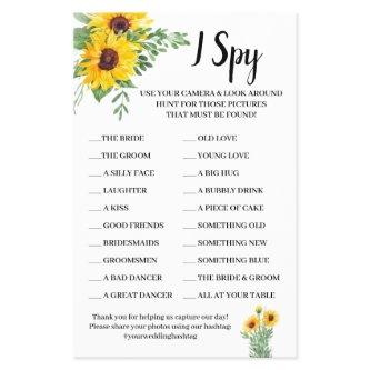 I Spy Sunflowers Wedding Reception Game Card Flyer