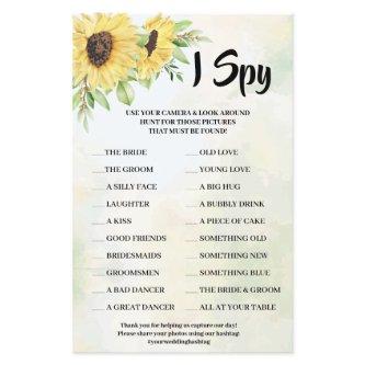 I Spy Sunflowers Wedding Reception Game Card Flyer