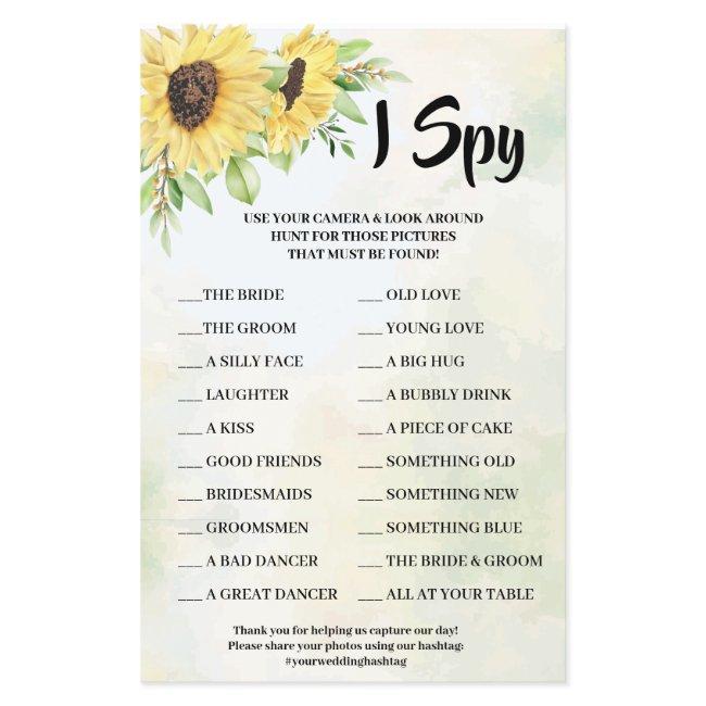 I Spy Sunflowers Wedding Reception Game Card Flyer
