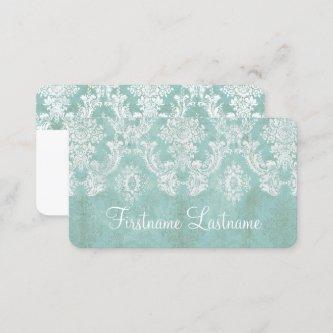Ice Blue Vintage Damask Pattern Extra Line of Text