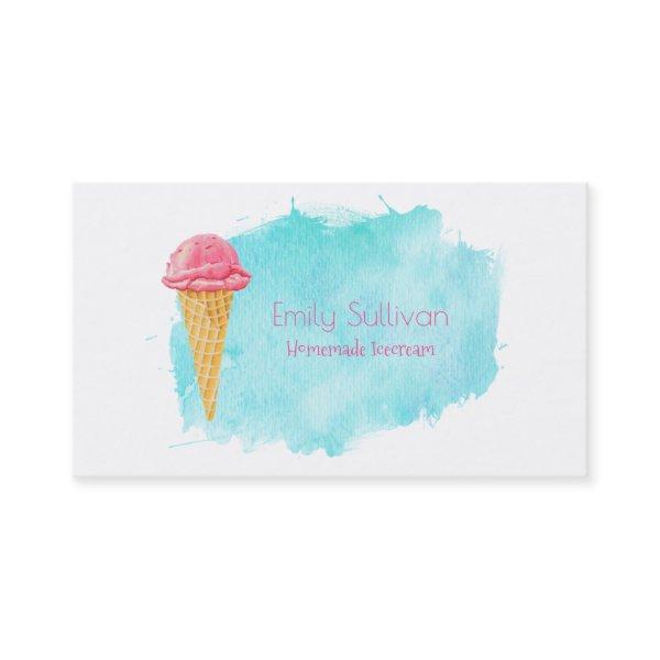 Ice Cream Cone With A Blue Paint Splatter