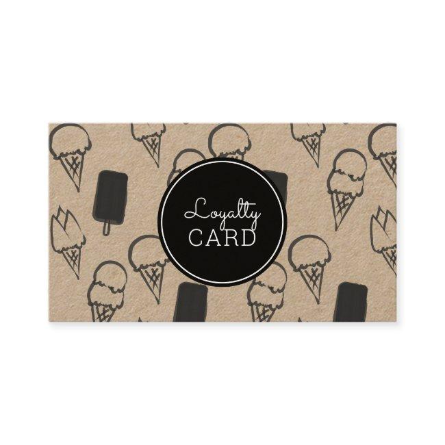 Ice Cream Shop Hand Painted Kraft Loyalty Card