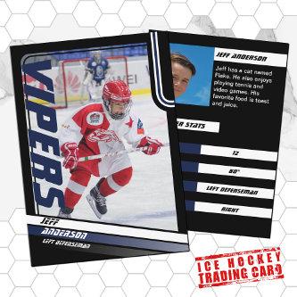 Ice Hockey Trading Card in Dynamic Blue Black