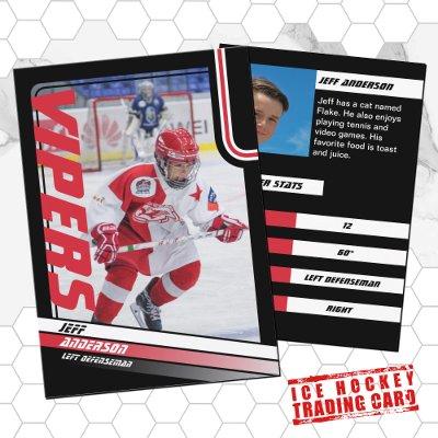 Ice Hockey Trading Card in Dynamic Red Black