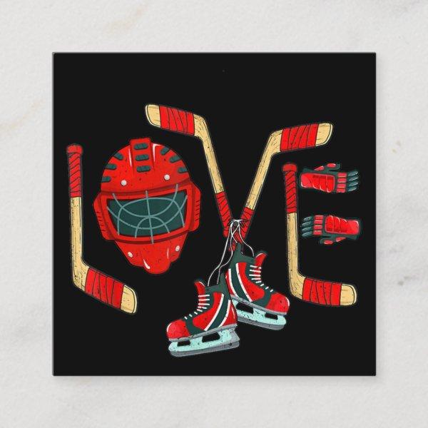 Ice Hockey Valentines Day Love Cute Gift Boys Girl Square