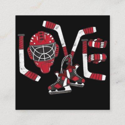 Ice Hockey Valentines Day Love Cute Gift Boys Girl Square
