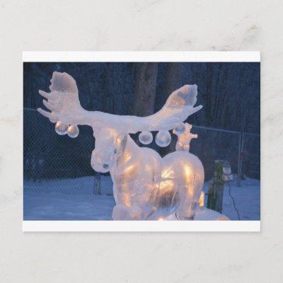 Ice Sculpture Snow Frozen Winter Seasons Weather Postcard