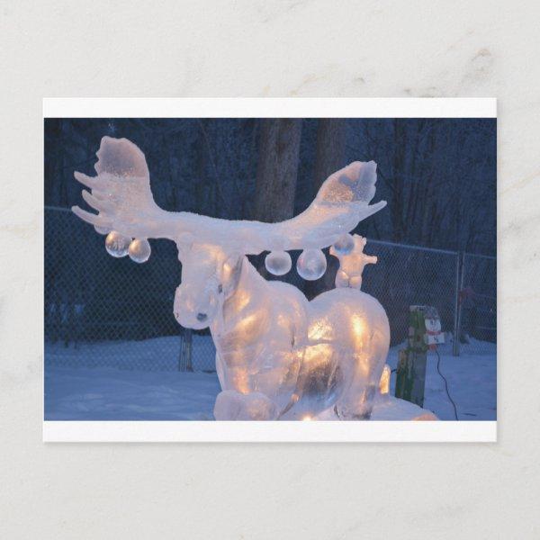 Ice Sculpture Snow Frozen Winter Seasons Weather Postcard