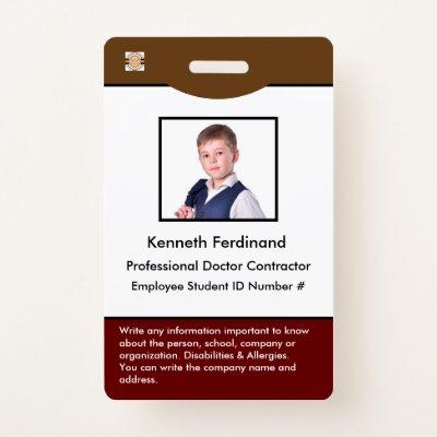 ID Identification Card Bar Code Photo Employee Badge