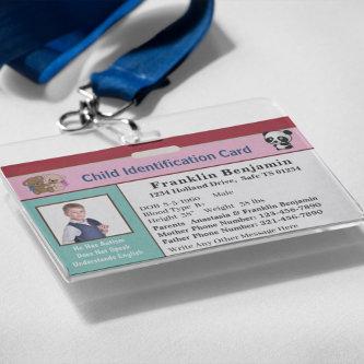 Id Identification Card Boy Girl Child Photo Custom Badge