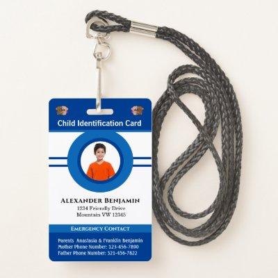 Id Identification Card Boy Girl Child Photo Custom Badge