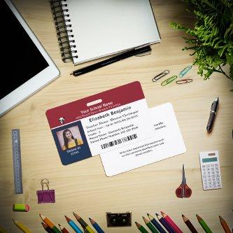 ID Identification Card Student Child Kids School Badge