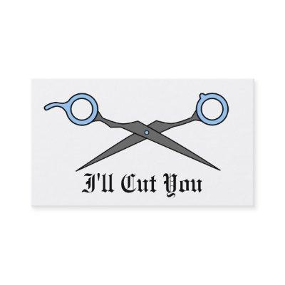 I'll Cut You (Blue Hair Cutting Scissors) Appointment Card