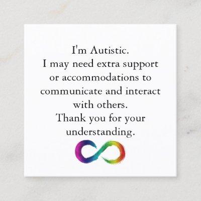"I'm Autistic" Awareness- Communication Card