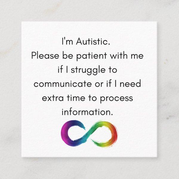 I'm Autistic- Communication Card