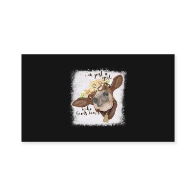 Im Just Girl Who Loves Cows Bleached Shirt Cow Lov