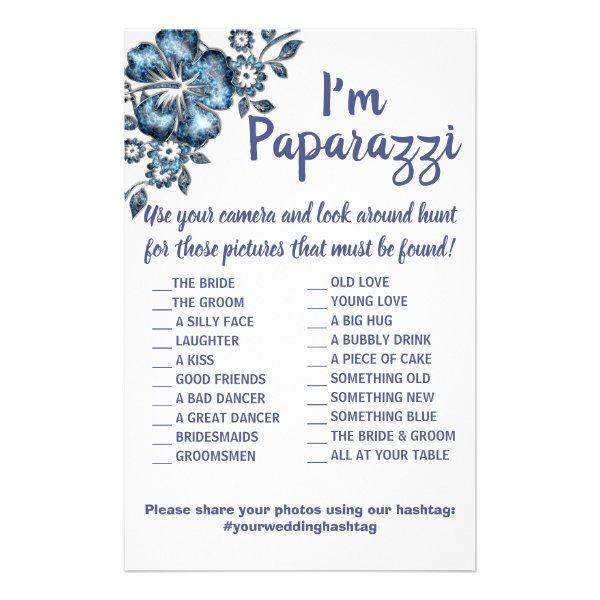 I'm paparazzi Game Card Blue Flower Wedding Flyer