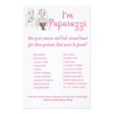 I'm paparazzi Game Card Pink Love Wedding Flyer