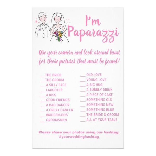 I'm paparazzi Game Card Pink Love Wedding Flyer
