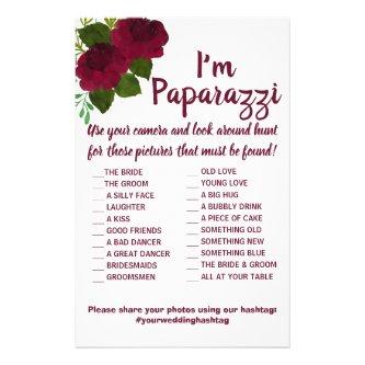 I'm paparazzi Game Card Red Flower Wedding Flyer